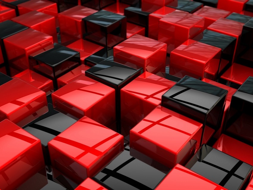 cubes, red, black, area