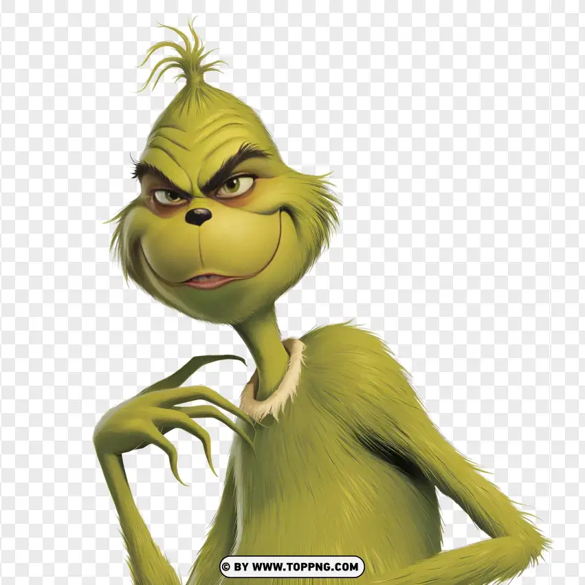 Grinch Smiling With Cunning Expression PNG Transparent Background