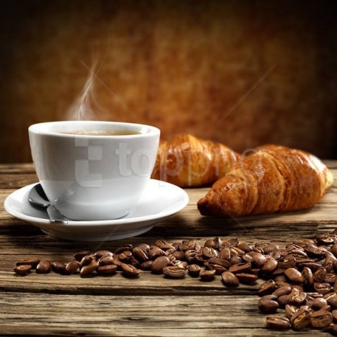 free PNG cup of coffee coffee seeds and croissants background best stock photos PNG images transparent