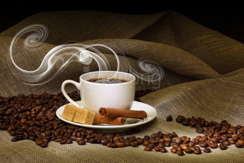 Cup Of Coffee Coffee Seeds Cinnamon And Brown Sugar Background Best Stock Photos
