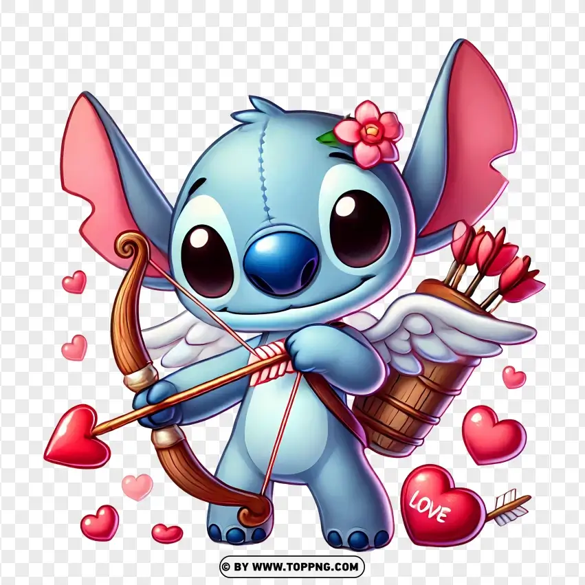 Valentine Stitch Holding Heart Arrow PNG Transparent Background