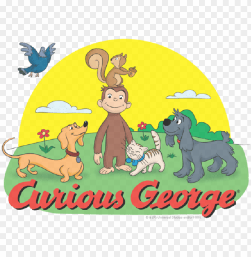 curious george sunny friends men's regular fit t-shirt - t-shirt: curious george - sunny friends, s. t-shirt PNG image with transparent background@toppng.com
