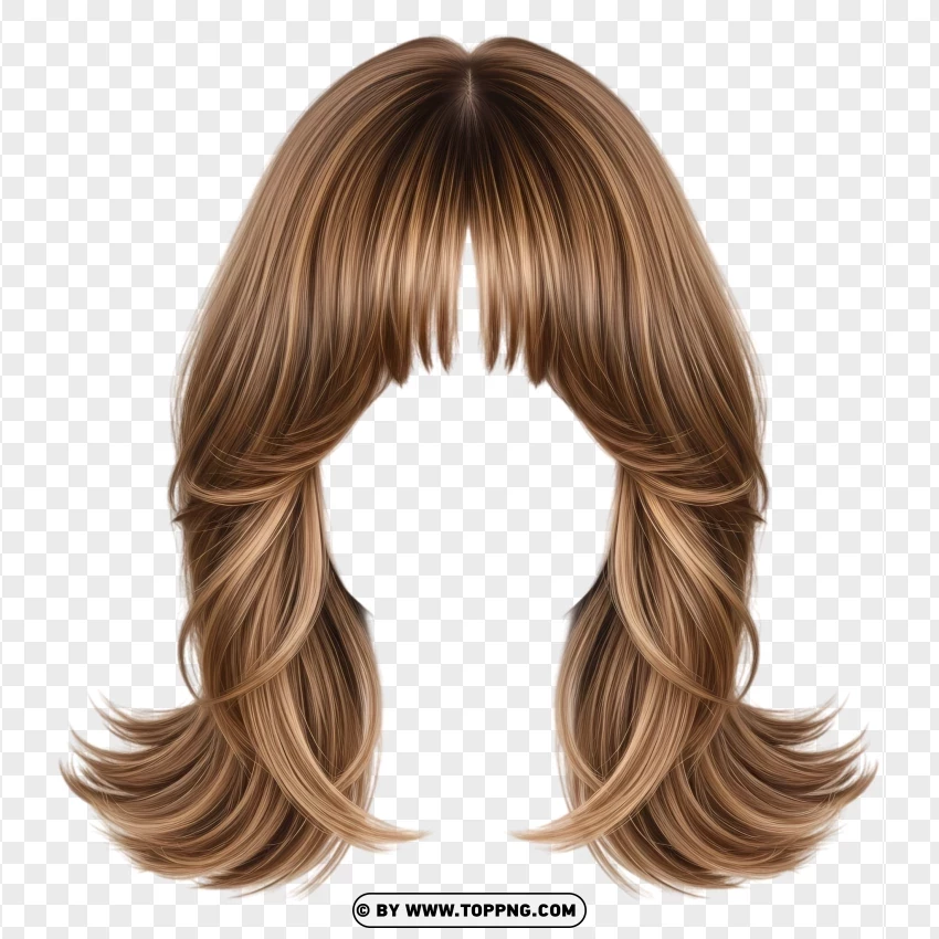 Curtain bangs medium hair – light brown, soft waves