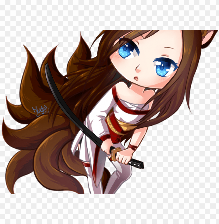 Cute Anime Fox Girl Cute Nine Tailed Fox Girl - Chibi PNG Transparent With Clear Background ID 219296