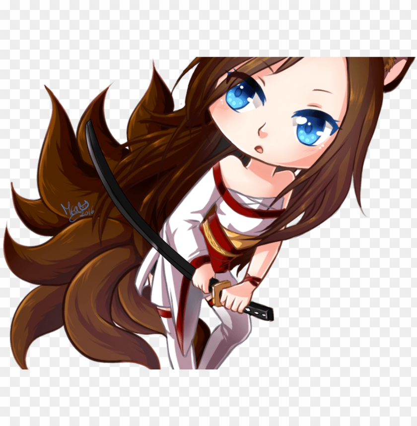 Cute Anime Fox Girl Cute Nine Tailed Fox Girl Chibi Png Image