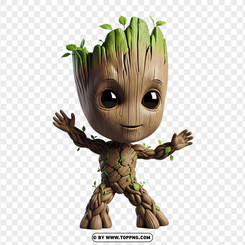 Cute Baby Groot Dancing With Happy Face PNG Transparent Background