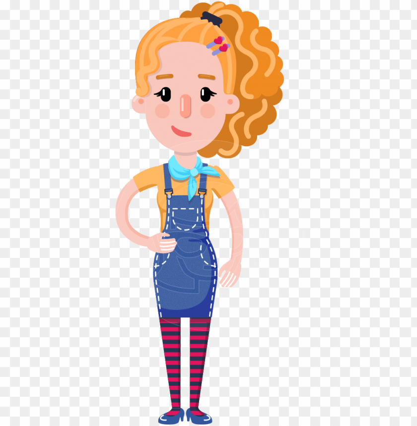 cute blonde girl in flat style cartoon character - cartoo PNG image with  transparent background | TOPpng