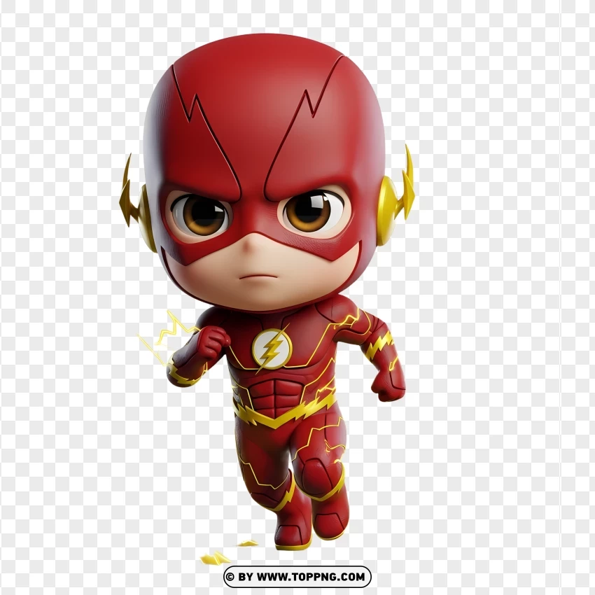 Cute Chibi Flash Running With Speed Lightning Effects PNG Transparent Background