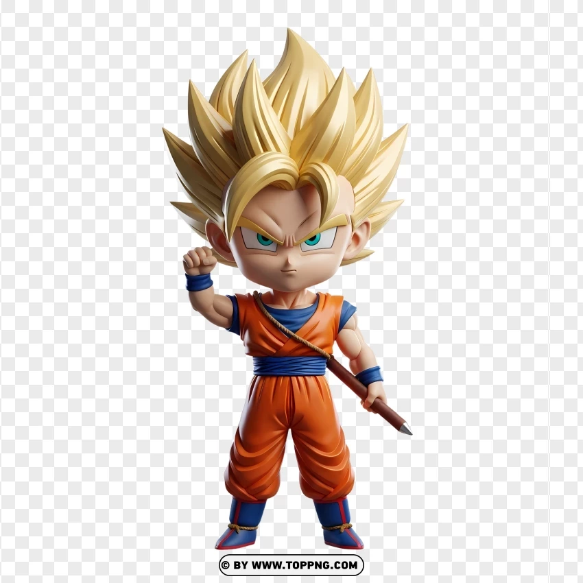 Cute Chibi Goku In Super Saiyan Form With Golden Hair PNG Transparent Background