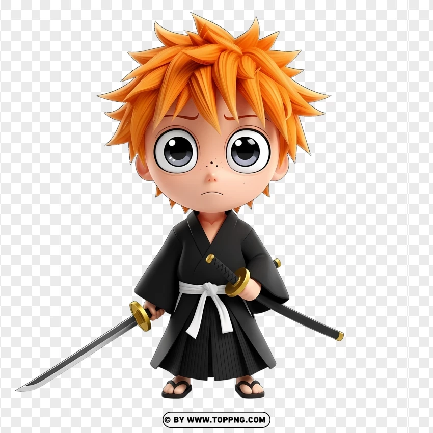 Cute Chibi Ichigo Kurosaki From Bleach PNG Transparent Background