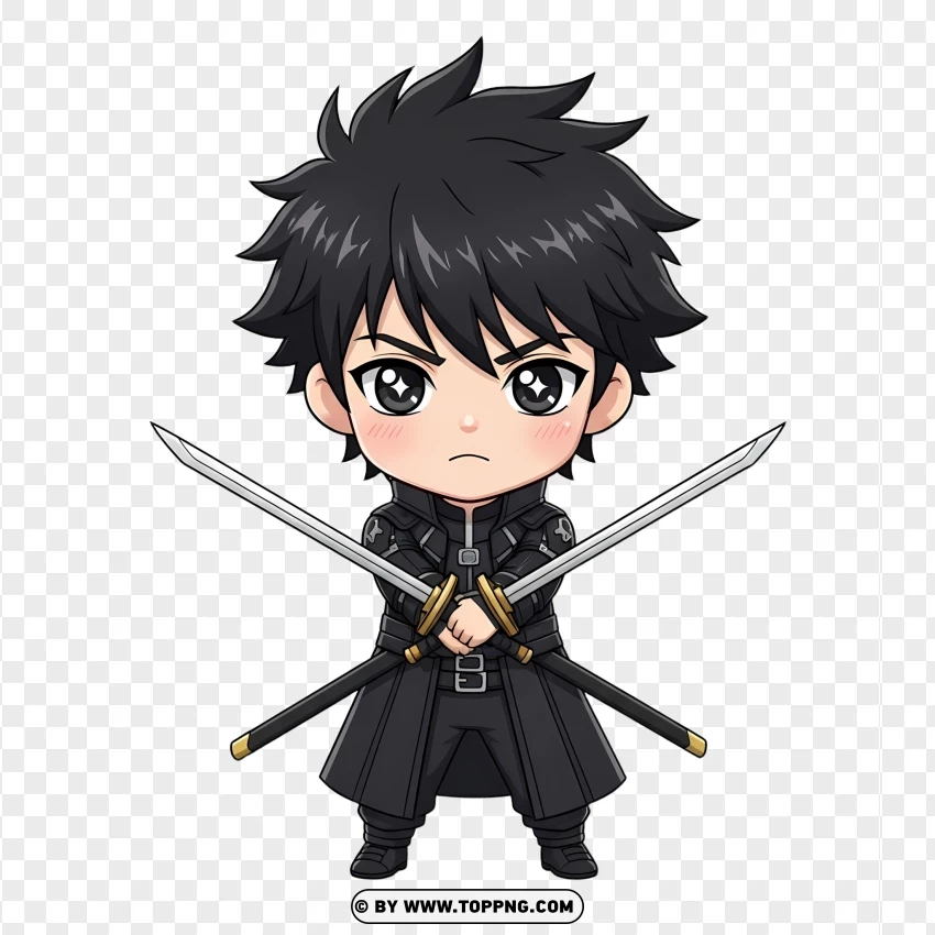 Cute Chibi Kirito Sao Character Illustration PNG Transparent Background