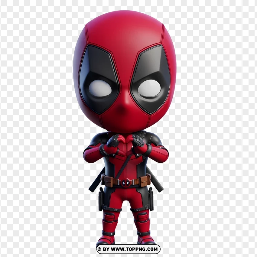 Cute Deadpool Making Heart Gesture With Hands PNG Transparent Background