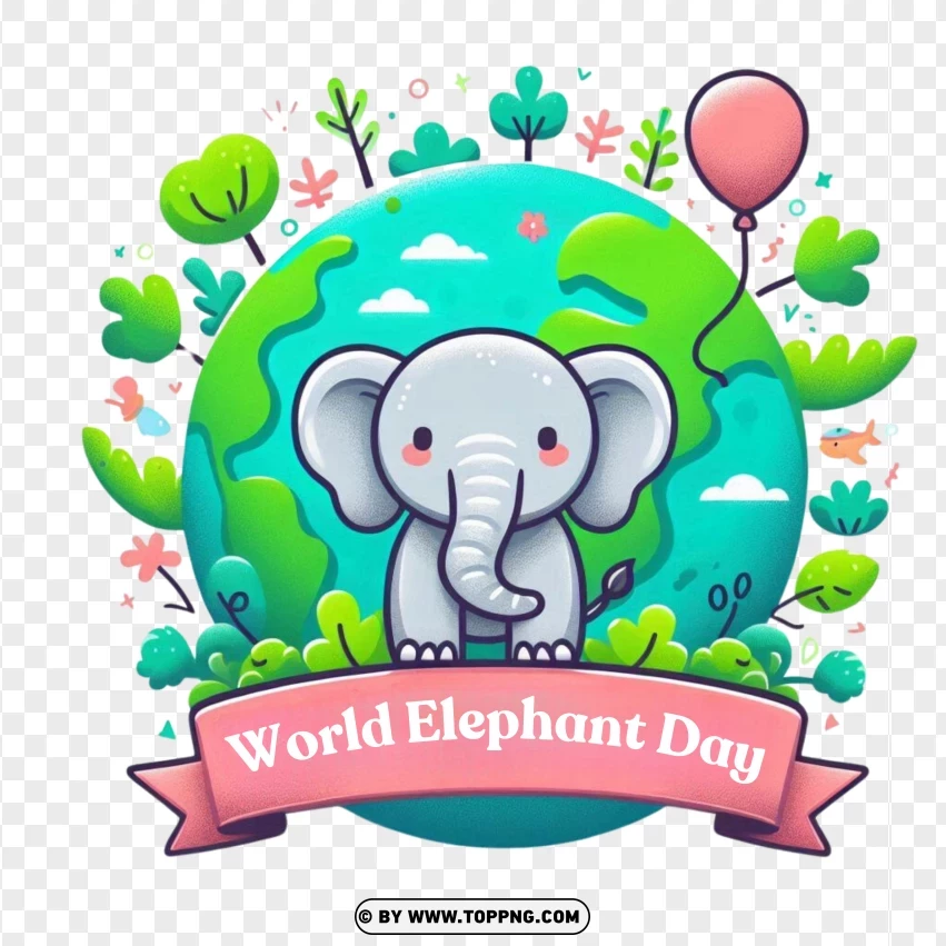 Cute Elephant Illustration For World Elephant Day - Colorful And Fun PNG Transparent Background