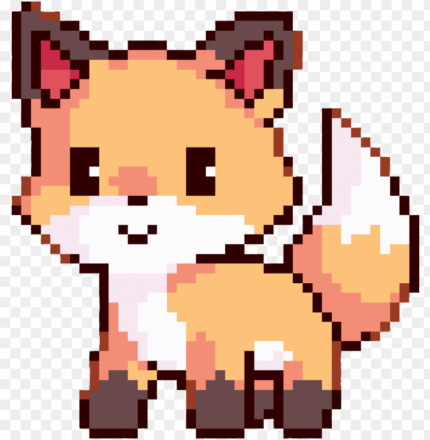 Cute Fox Pixel Art Clipart Pixel Art Drawing -  Awaii Fox Pixel Art PNG Image With Transparent Background