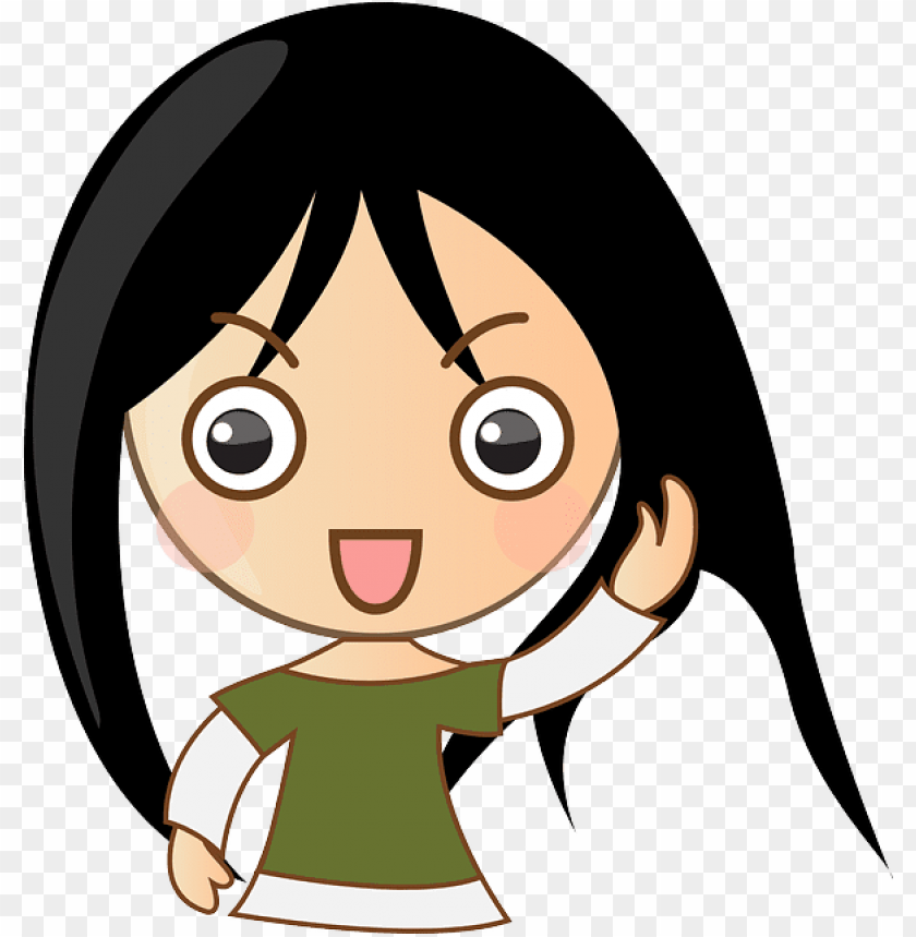 cute, girl, smile, woman, anime, comic, waving - asian girl clipart PNG  image with transparent background | TOPpng