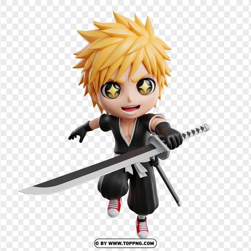 Cute Ichigo In Bankai Transformation Form PNG Transparent Background
