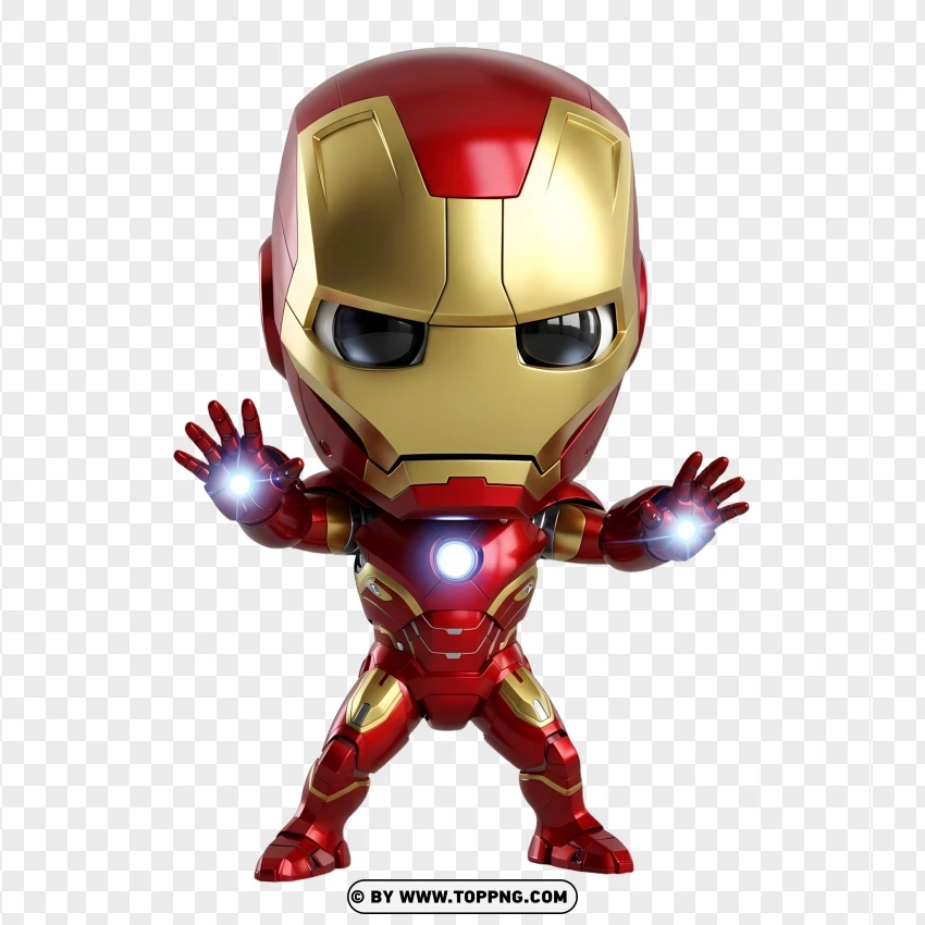 Cute Iron Man Shooting Repulsor Blast From Hands PNG Transparent Background