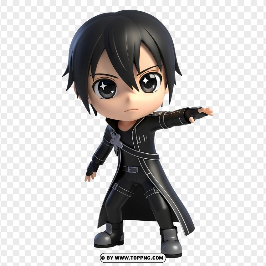 Cute Kirito Standing Ready For Battle PNG Transparent Background