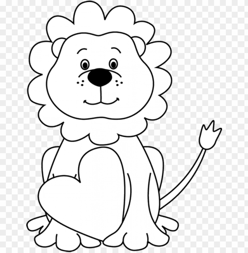 Cute Lion Black And White Cute PNG Transparent With Clear Background ID ...