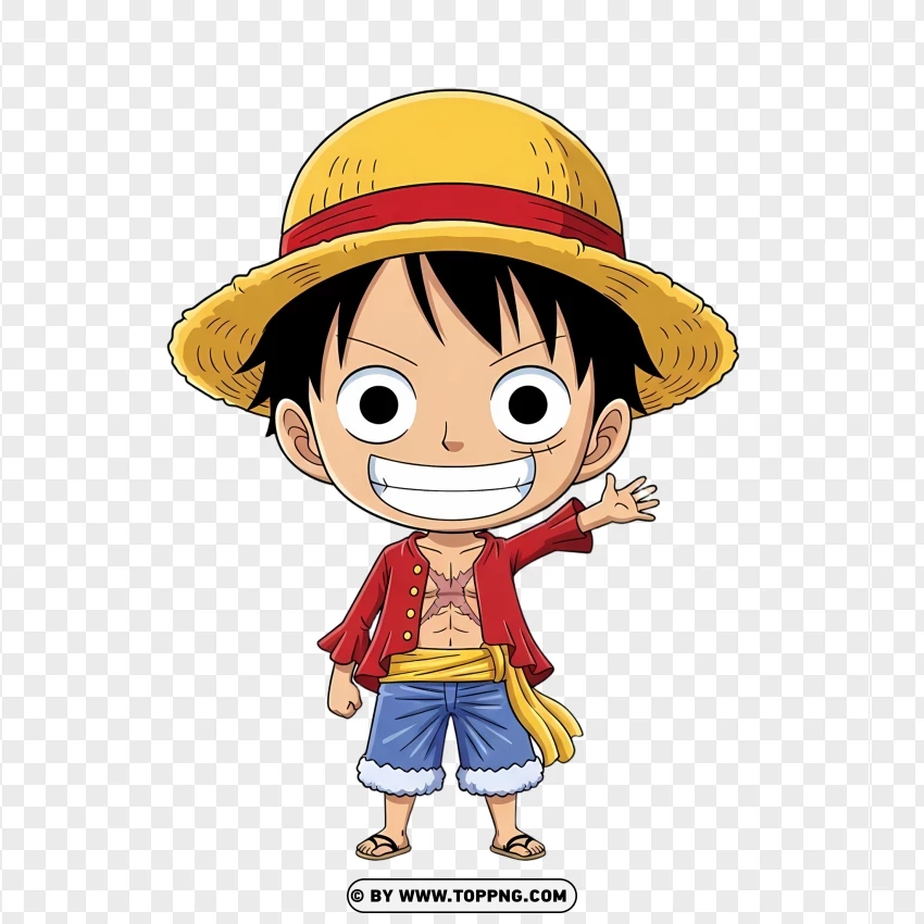 Cute Luffy In Red Vest PNG Transparent Background
