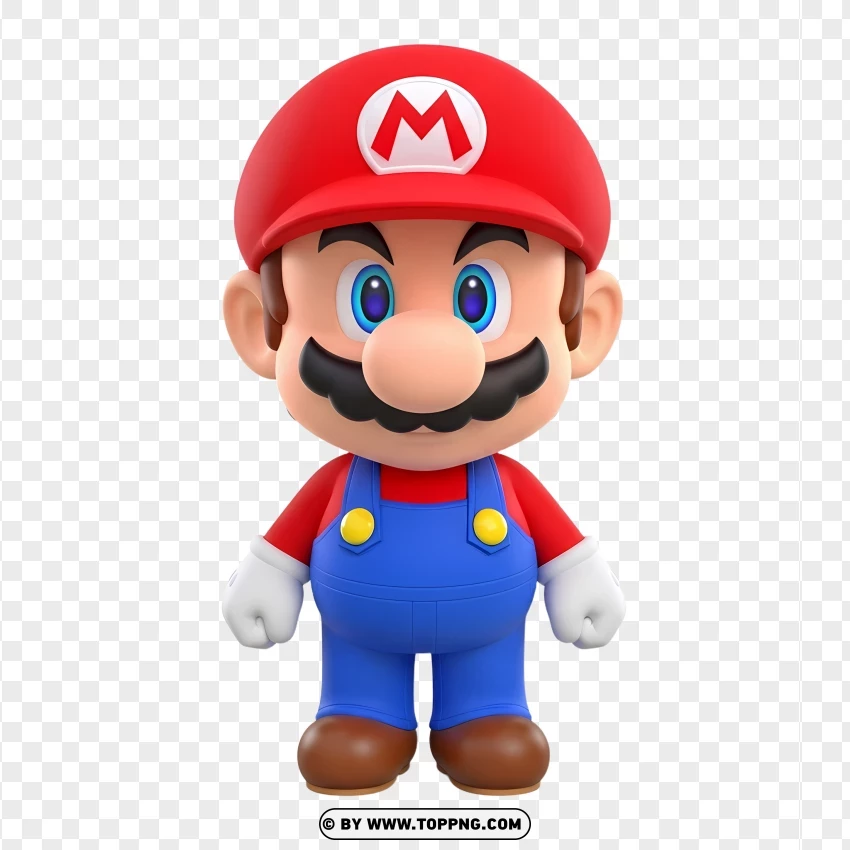 Cute Mario In Blue Overalls PNG Transparent Background