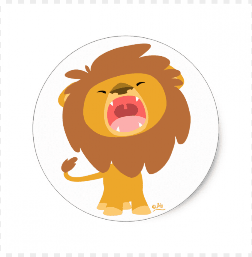 Download cute mighty roaring lion cartoon round sticker - cute cartoon lion  roar png - Free PNG Images | TOPpng
