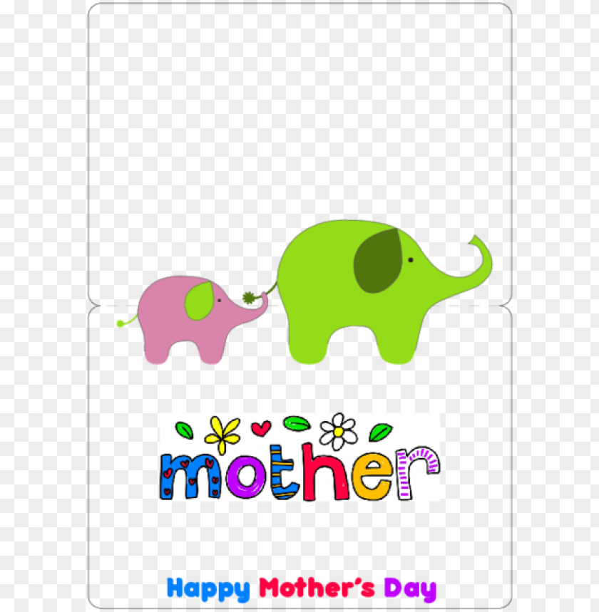 cute mother's day card simply print, cut and fold have - indian elephant, mother day