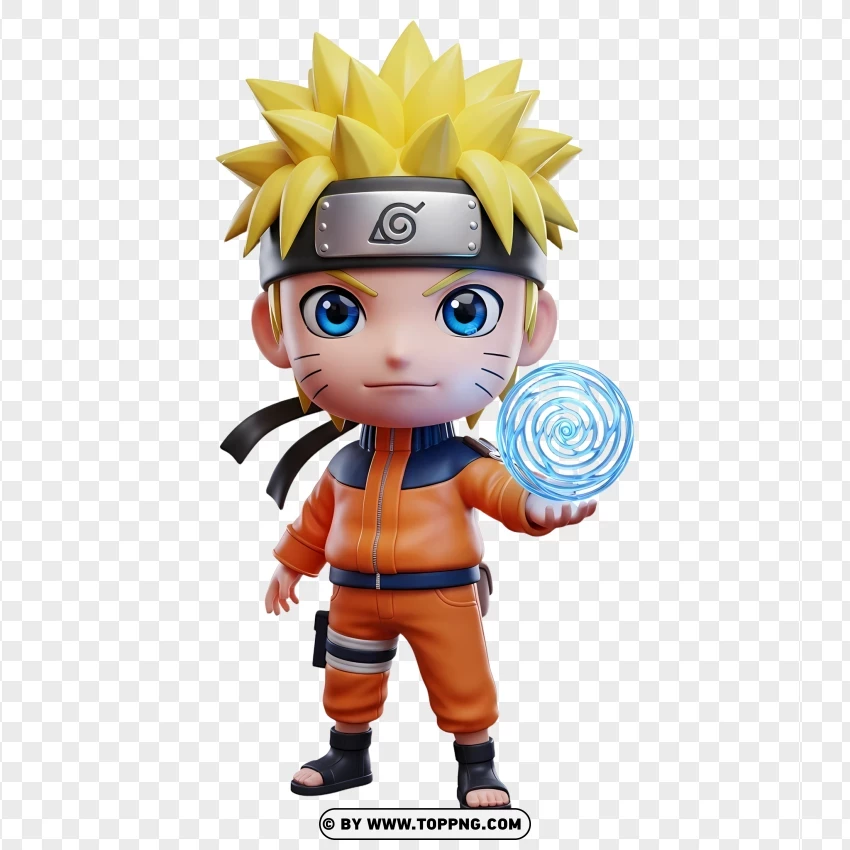 Cute Naruto Using Rasengan Blue Energy Ball PNG Transparent Background