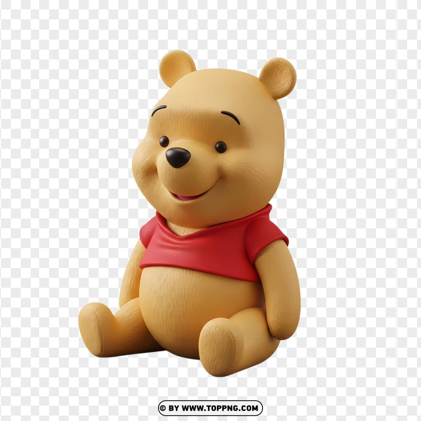 Cute Pooh Bear 3d Figurine PNG Transparent Background