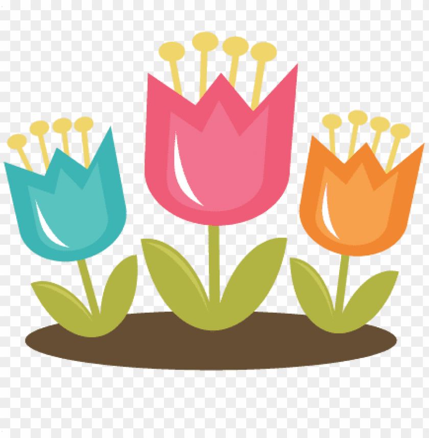 Cute Spring Clipart - Spring Tulips Clipart PNG Image With Transparent Background