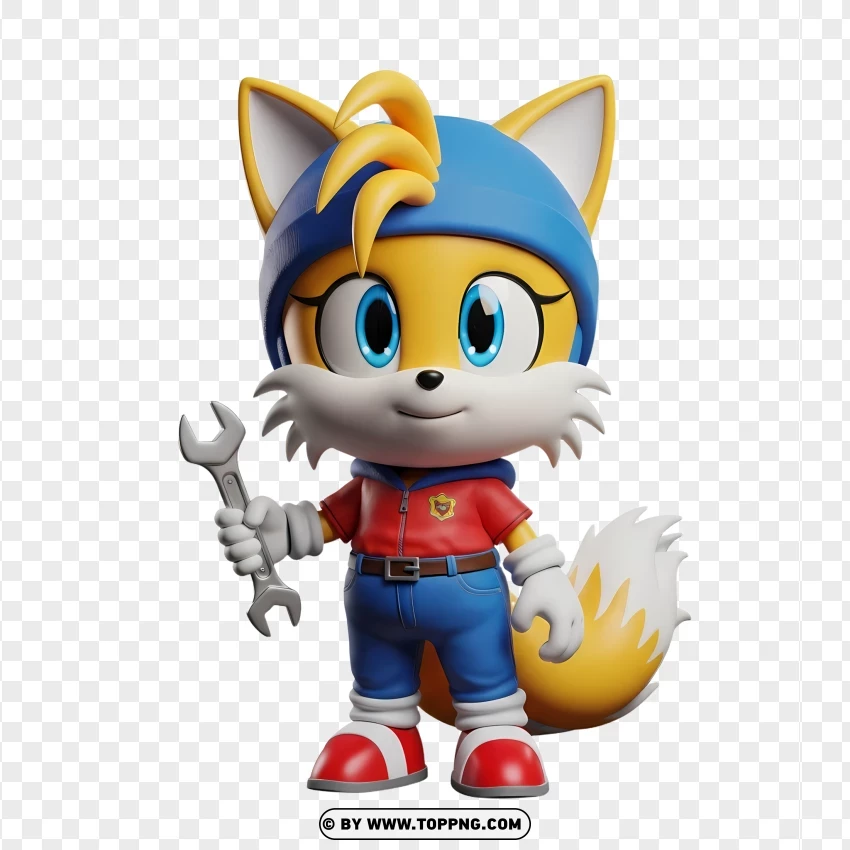 Cute Tails Holding Wrench In Hand PNG Transparent Background