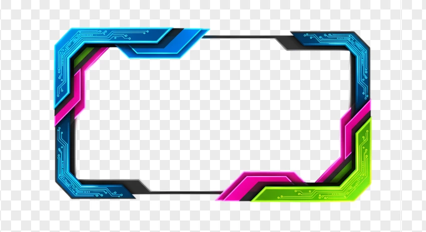Cyber grid live stream overlay frame template in PNG for esports broadcasts