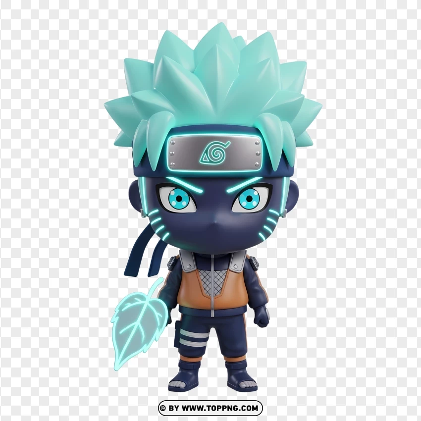 Cyberpunk Naruto Chibi With Neon Headband PNG Transparent Background