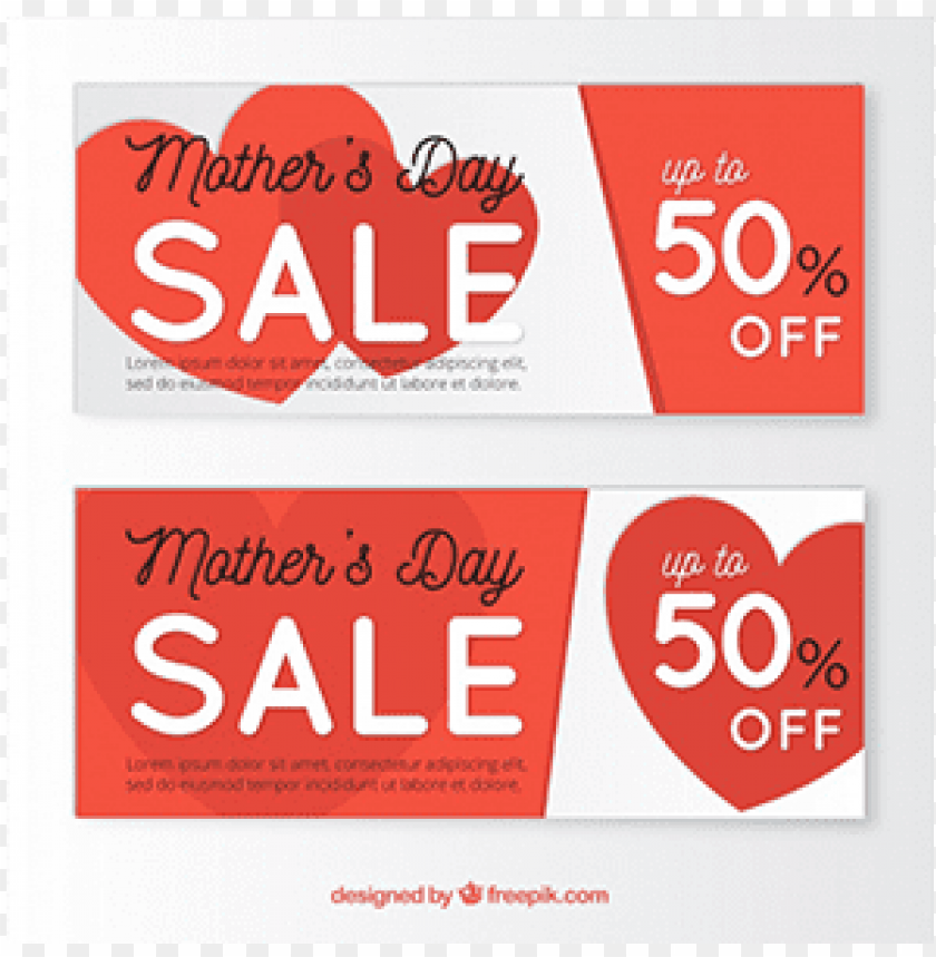 free PNG دانلود وکتور mother's day sale banners with red hearts - alt attribute PNG image with transparent background PNG images transparent