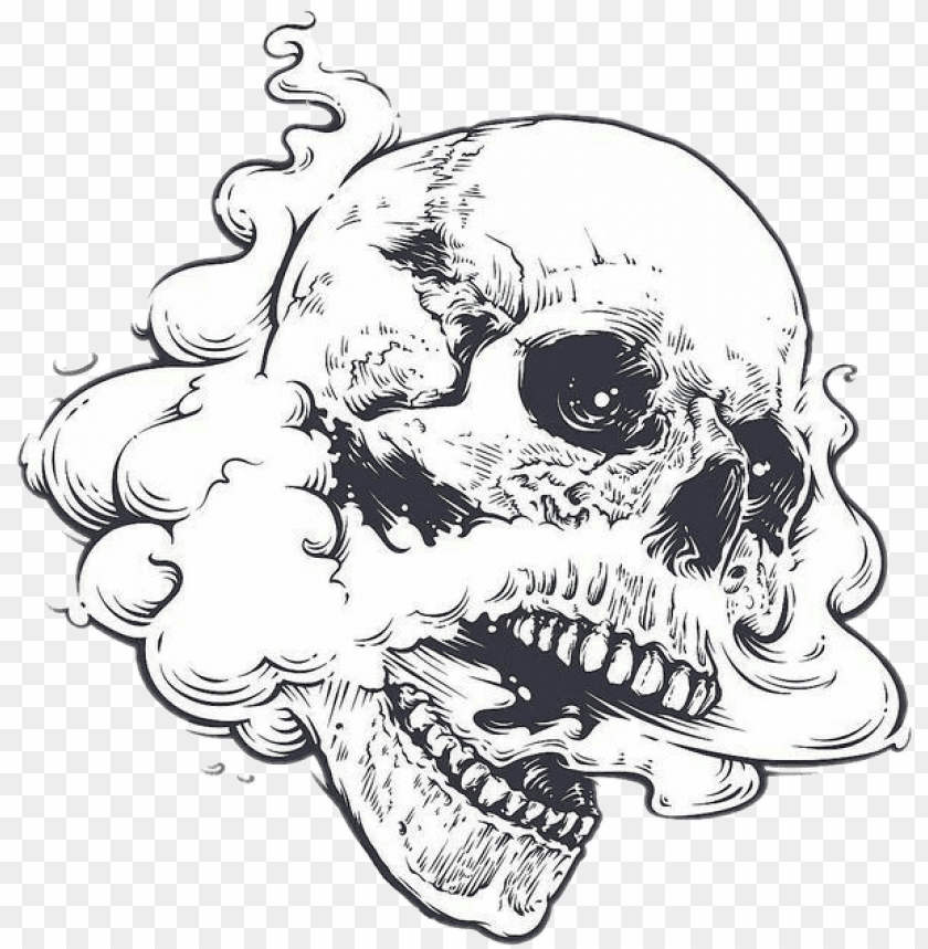 dark edgy skull art smoke weed high skull open mouth drawi PNG transparent with Clear Background ID 197938