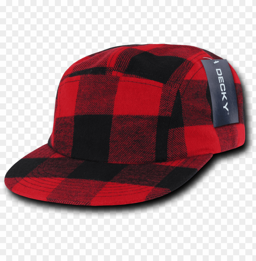 Decky 5 Panel Solid Racer Racing Jockey Biker Cap Caps - Decky 984 5 Panel Plaid Racer Caps - Red Plaid PNG Transparent With Clear Background ID 214689