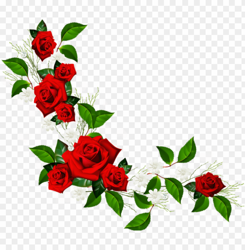 decorative element with red roses white flowers and hearts with diamonds