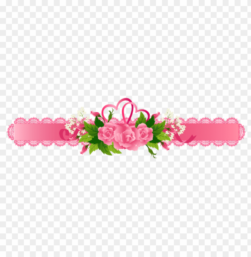 decorative pink ribbon with roses clipart png photo - 43104