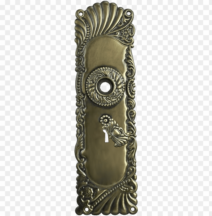 free PNG decorative vintage style brass door plate with knob - decorative door plates PNG image with transparent background PNG images transparent