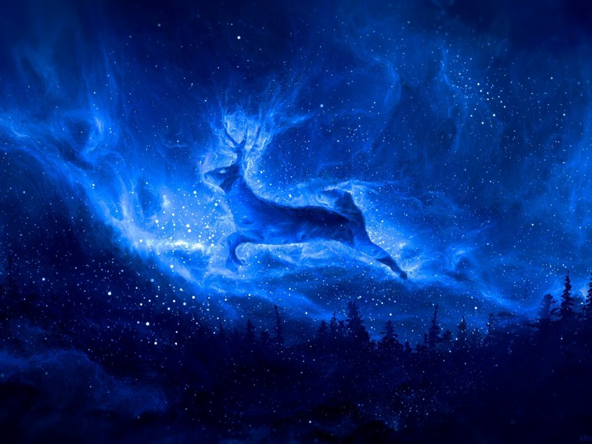 Deer Silhouette Starry Sky Art Fantasy Png - Free PNG Images