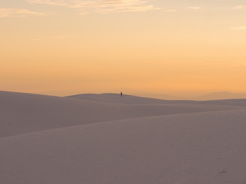 desert, dunes, sand, silhouette, loneliness, horizon