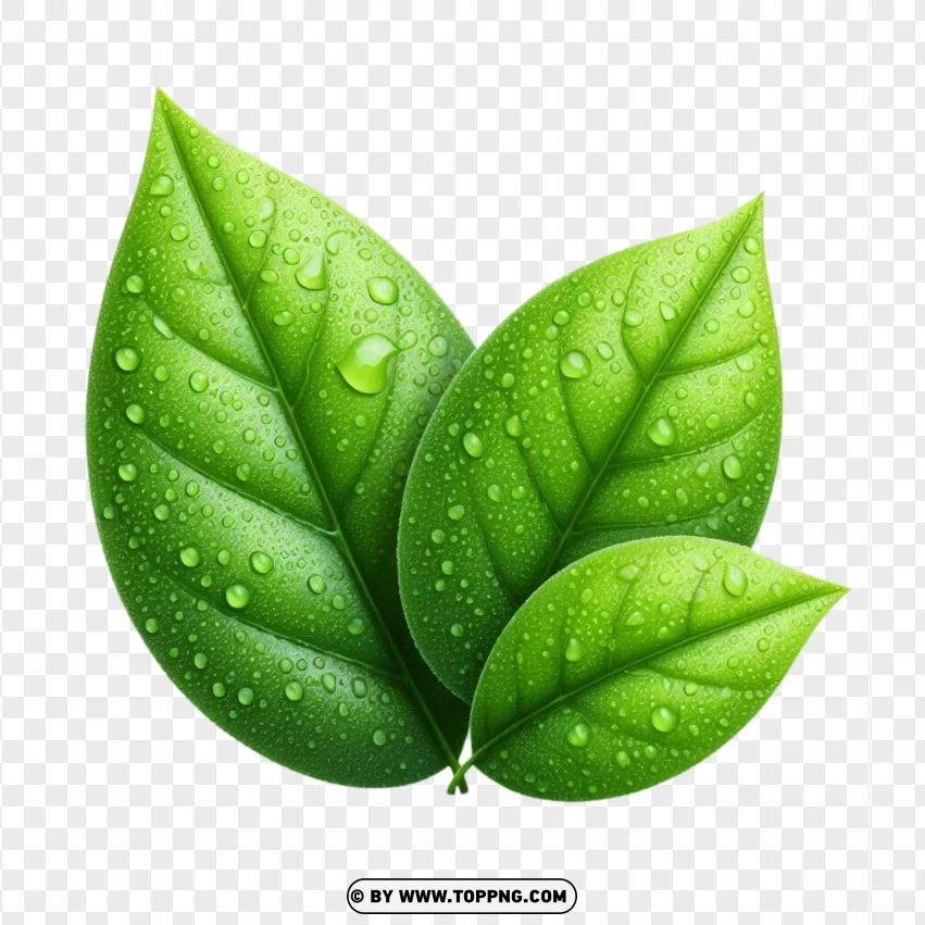 Dewy leaves, fresh leaves PNG, rejuvenating leaf image,Green , Fresh , Isolated , Leaf 