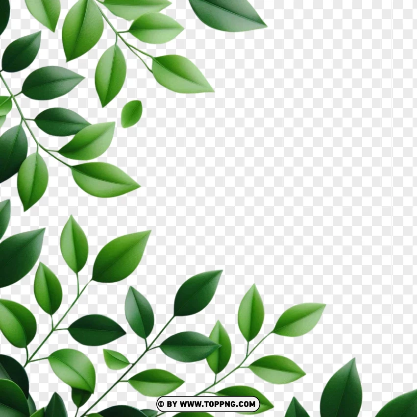 Diagonal Leaf Cluster Border - Ideal For Framing Natural And Organic Content PNG Transparent Background