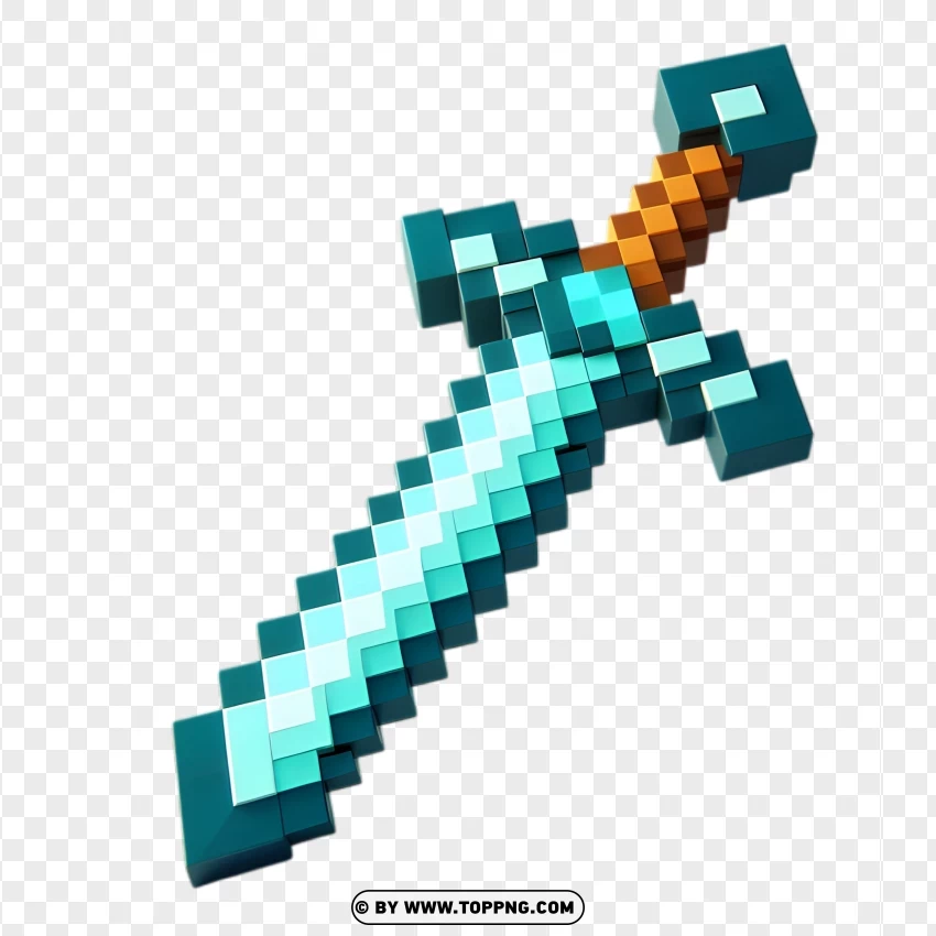 Diamond Sword Minecraft Iconic Weapon PNG Transparent Background