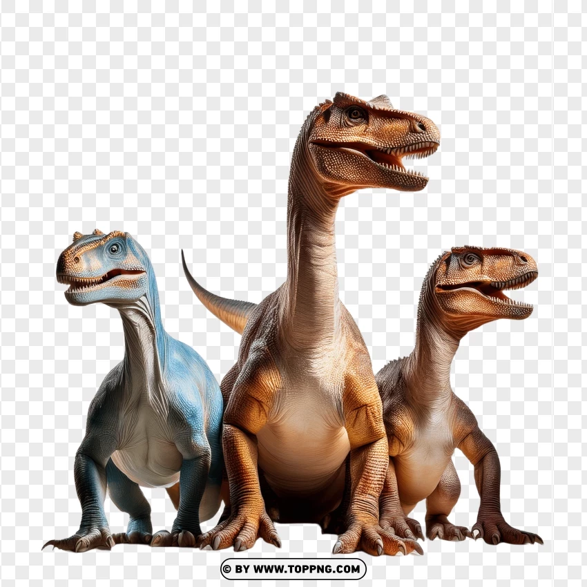 Three Velociraptors In Resting And Standing Poses PNG Transparent Background
