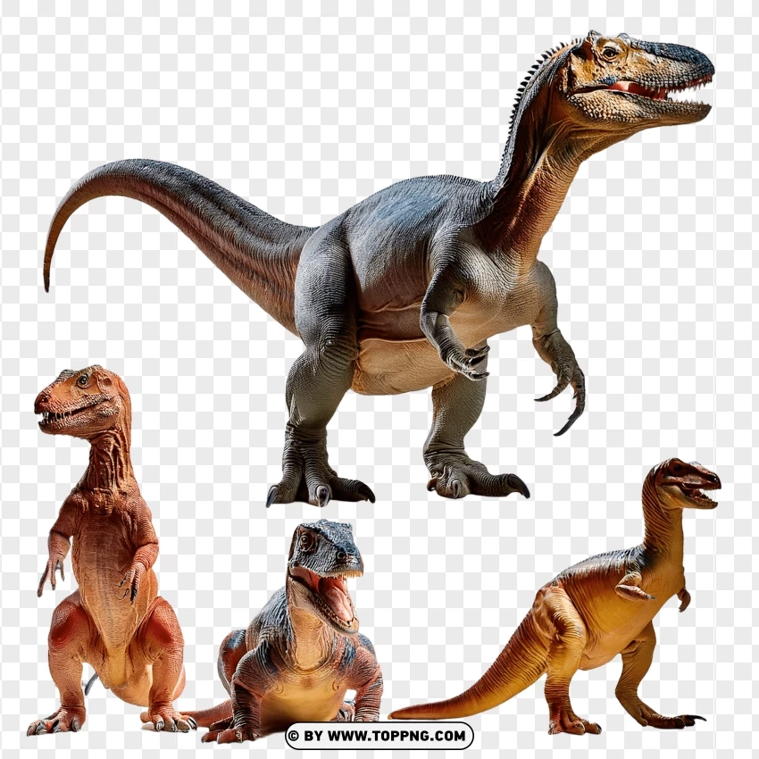 Set Of Velociraptors With Natural Details PNG Transparent Background