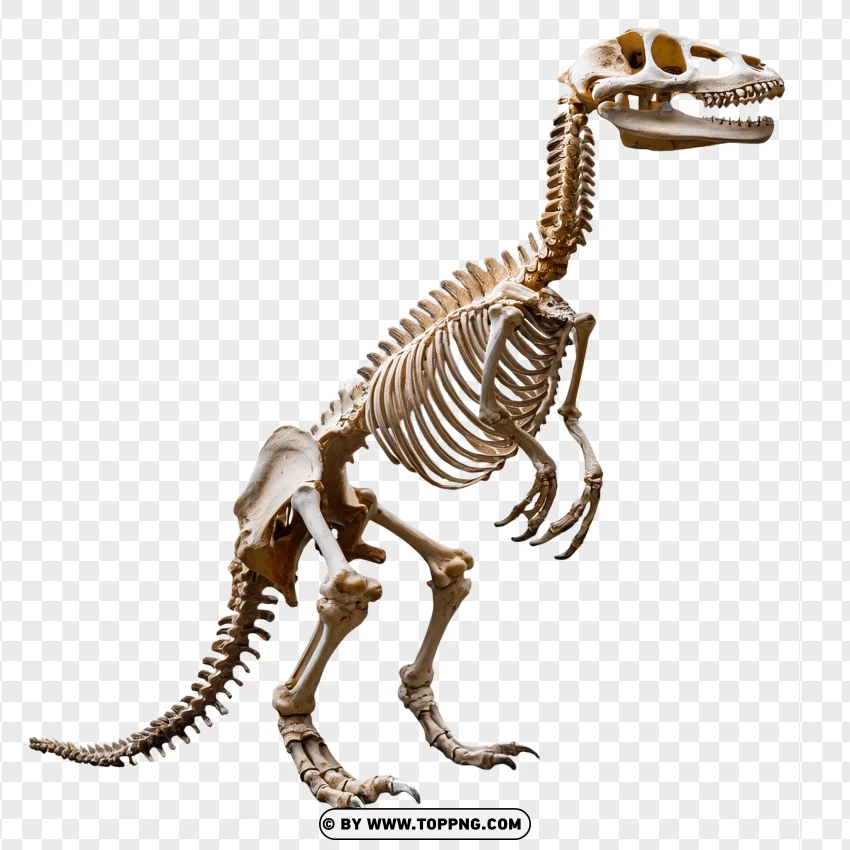 Single Dinosaur Skeleton Displaying Full Body PNG Transparent Background