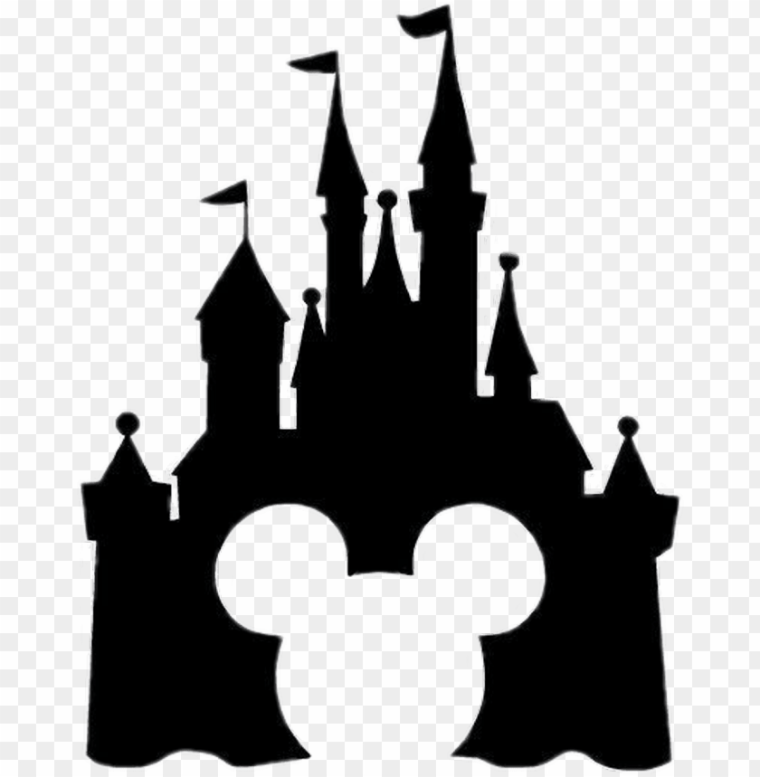 Disney Castle Silhouette With Mickey Mouse PNG Transparent Background