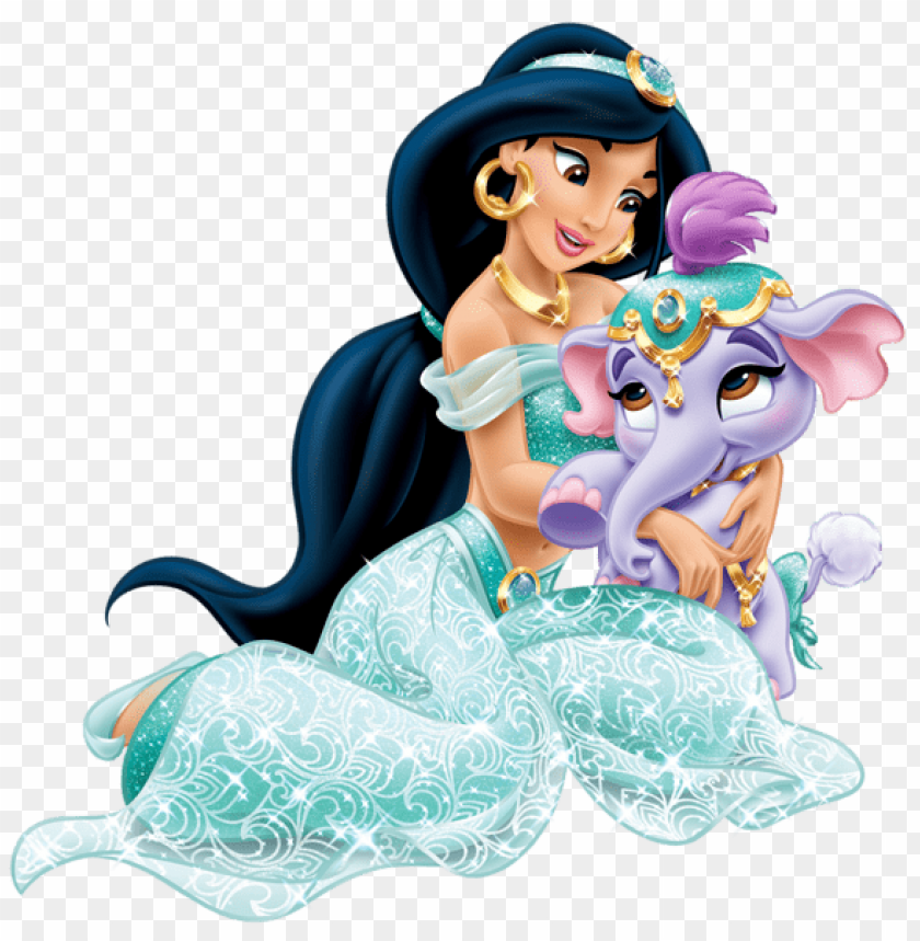 Download Disney Princess Jasmine With Cute Elephant Transparent