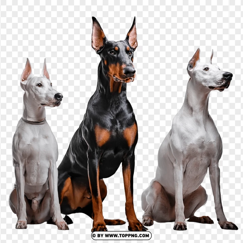 Group Of Doberman Dogs Sitting PNG Transparent Background